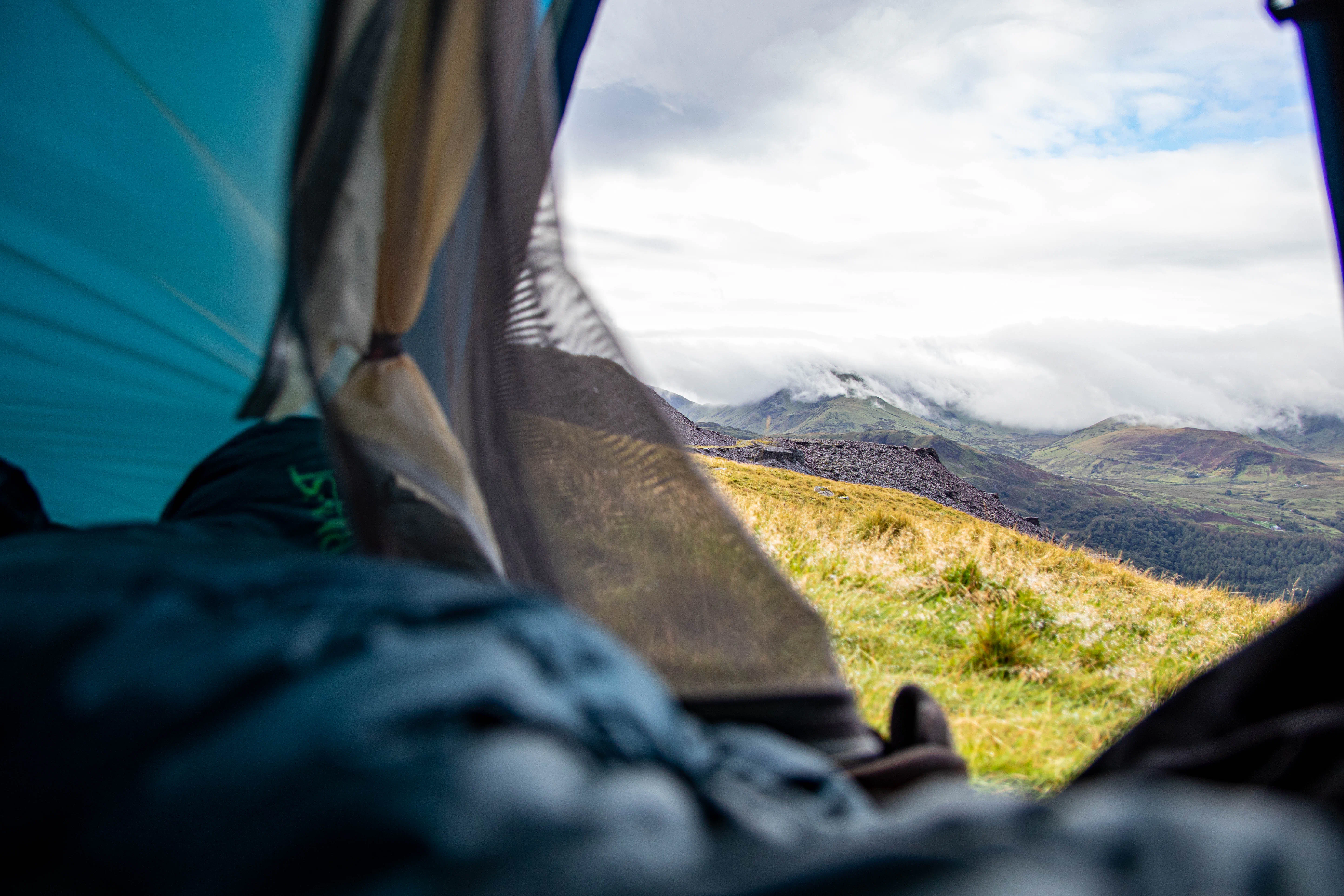 Mountain landscape from a tent